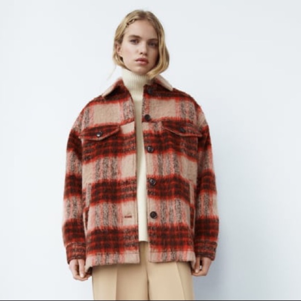 Zara Plaid Winter Jacket Size Small
